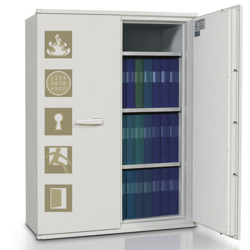 Brandsäkert och skyddat skåp med pärmar